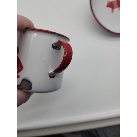 Vintage enamel Cup and Bowl Farm Themed - Picture 3 of 6